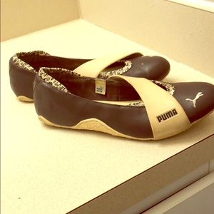 Puma flats brown with leopard trim-size 7